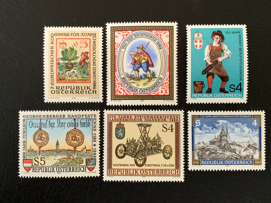 Austria - Original Vintage Postage Stamps - 1986 - for the collector, artist or crafter - scrapbooks, journals, decoupage