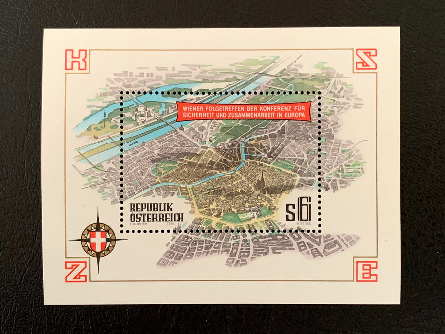 Austria - Original Vintage Postage Stamps - 1986 Vienna Map for Safety Conference - for the collector, artist or crafter