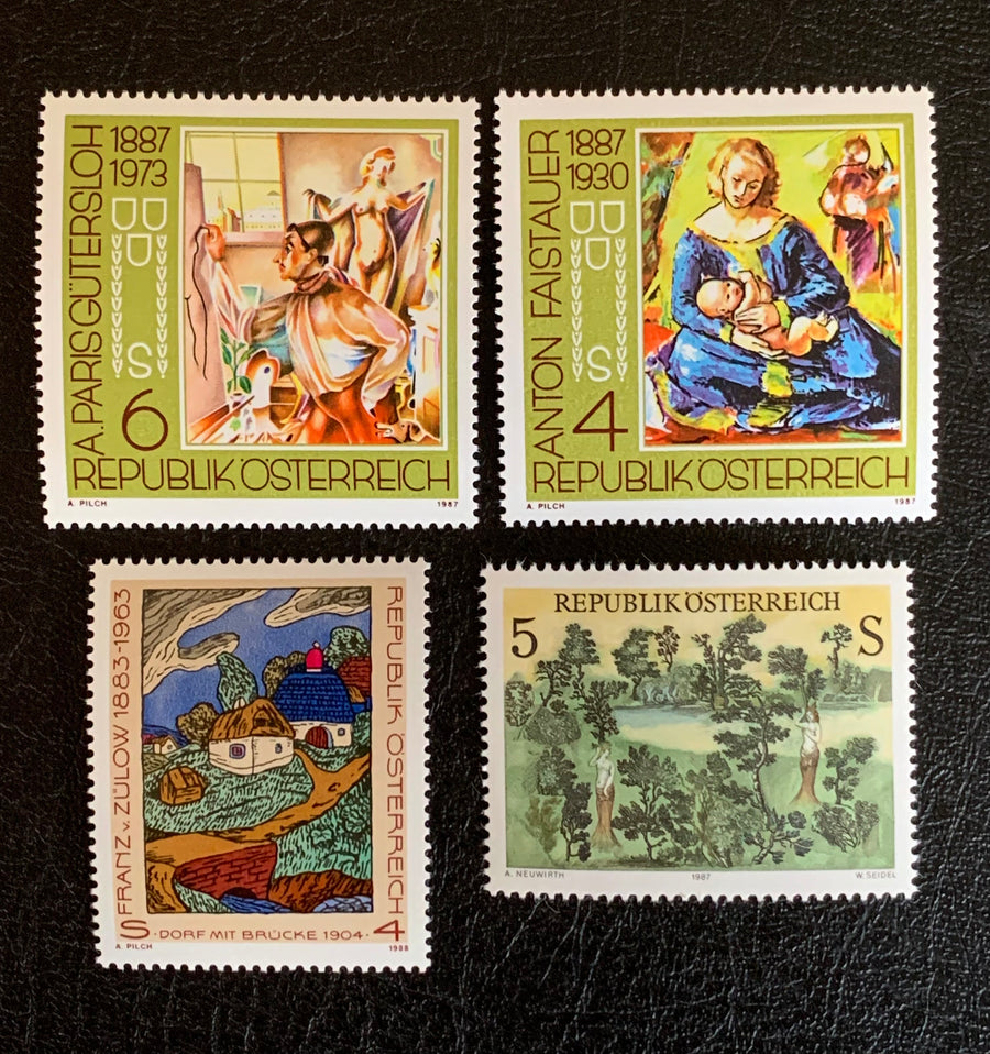 Austria - Original Vintage Postage Stamps - 1987/88 Art - for the collector, artist or crafter - scrapbooks, journals, decoupage