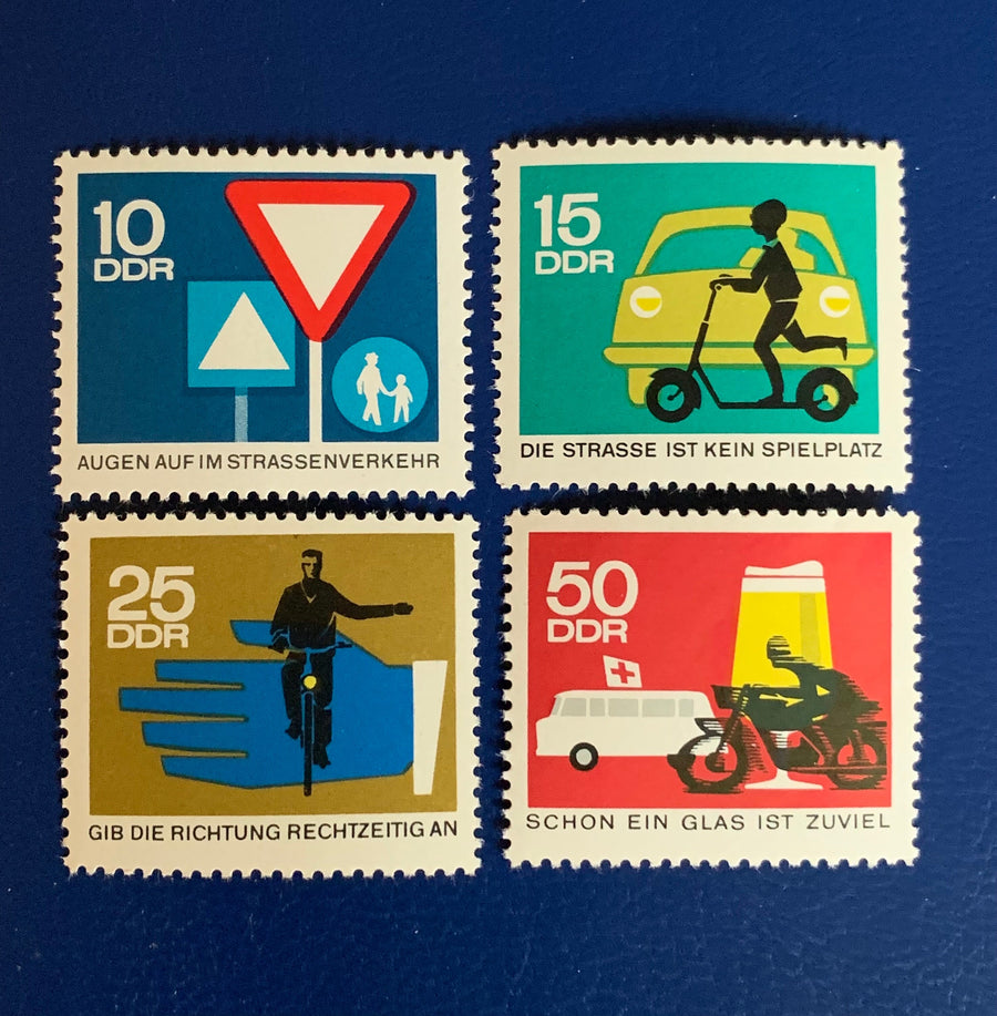 Germany (DDR) - Original Vintage Postage Stamps- 1966- Road Safety - for the collector, artist or crafter