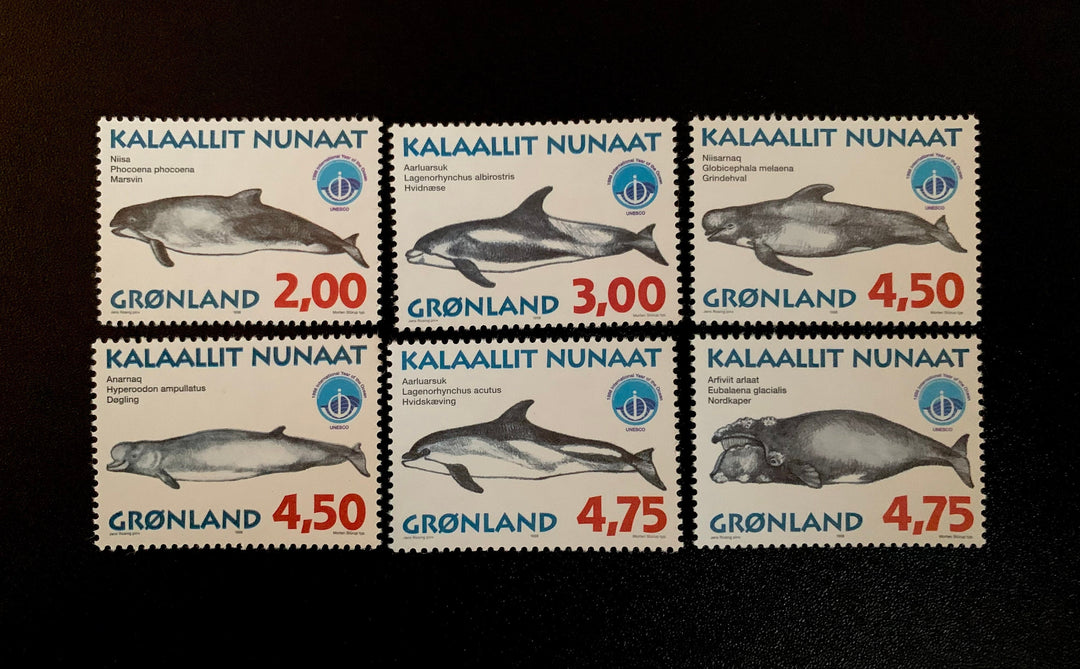 Greenland - Original Vintage Postage Stamps- 1998 - Whales: International Year of the Ocean - for the collector, artist or crafter