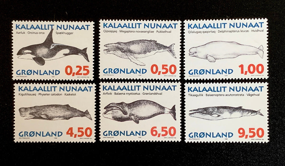 Greenland - Original Vintage Postage Stamps- 1996 - Greenland Whales - for the collector, artist or crafter
