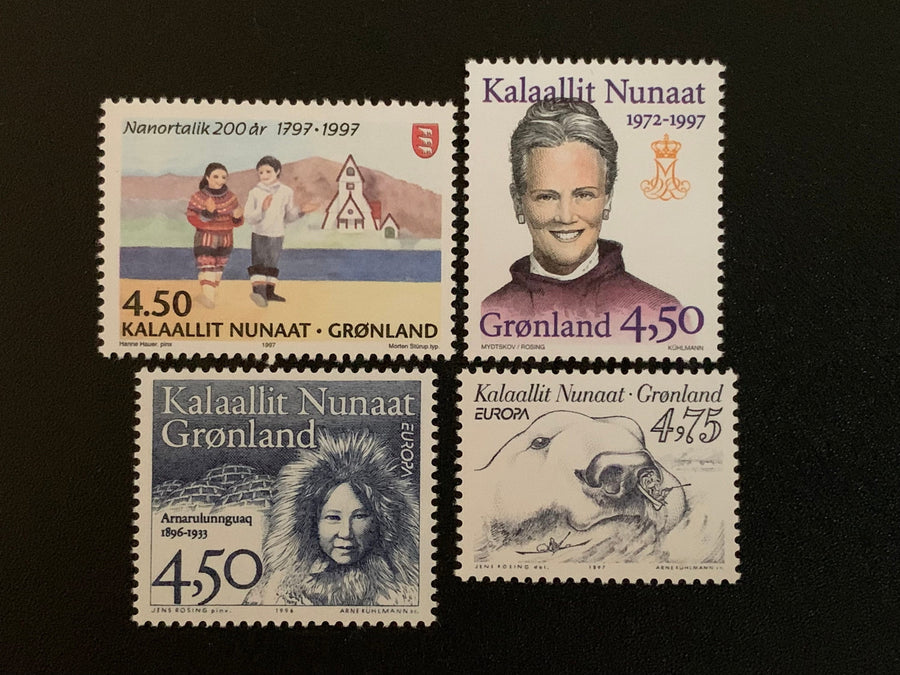 Greenland - Original Vintage Postage Stamps- 1996/97: Polar Bear, Queen Margerethe II, Narnortalik, Women - for the collector or crafter