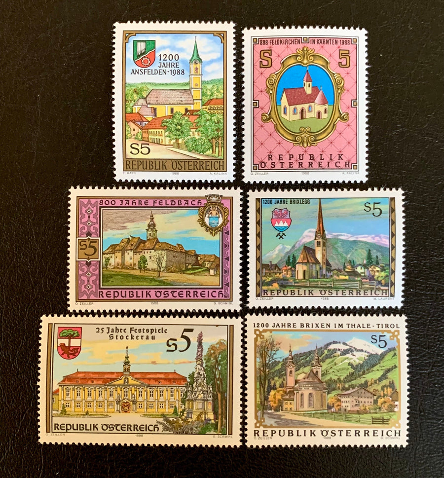 Austria - Original Vintage Postage Stamps - 1988 - Architecture - for the collector, artist or crafter
