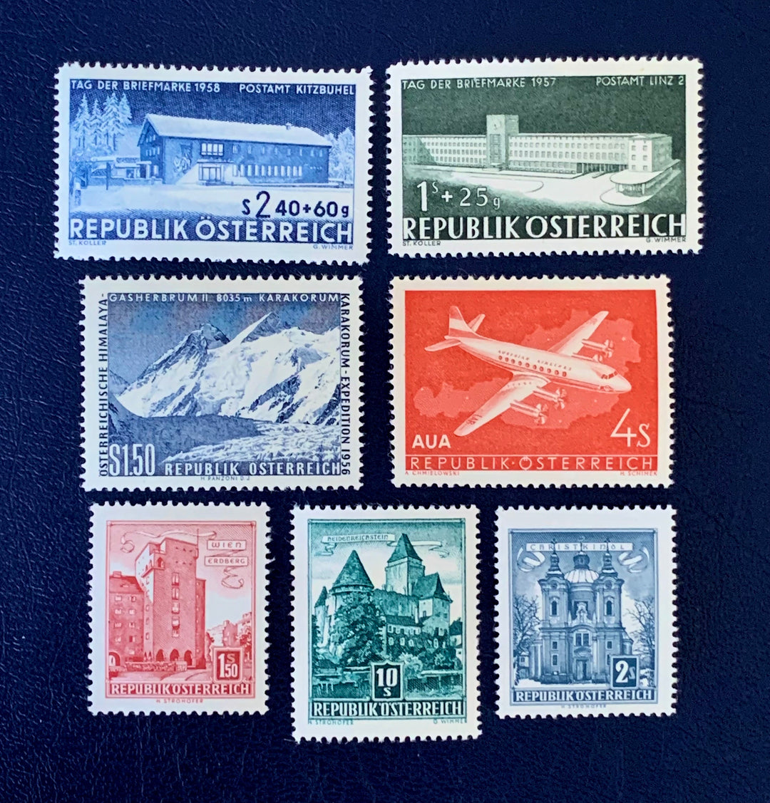 Austria - Original Vintage Postage Stamps - 1957/58 - for the collector, artist or crafter - scrapbooks, journals, decoupage