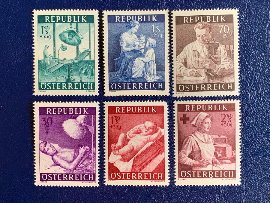 Austria - Original Vintage Postage Stamps - 1954 - Healthcare - for the collector, artist or crafter - scrapbooks, journals, decoupage