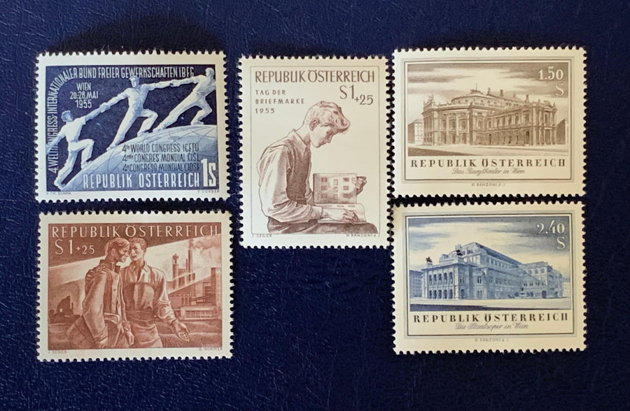 Austria - Original Vintage Postage Stamps - 1955 - for the collector, artist or crafter - scrapbooks, journals, decoupage
