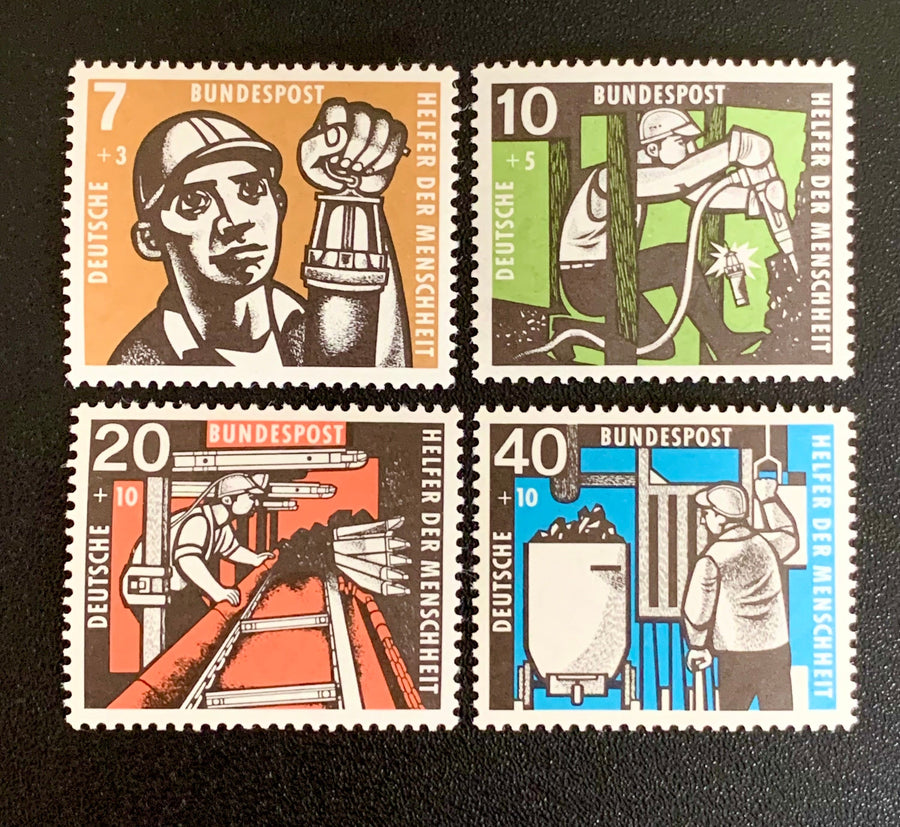 West Germany - Original Vintage Postage Stamps- 1957 - Coal Mining - for the collector, artist or crafter
