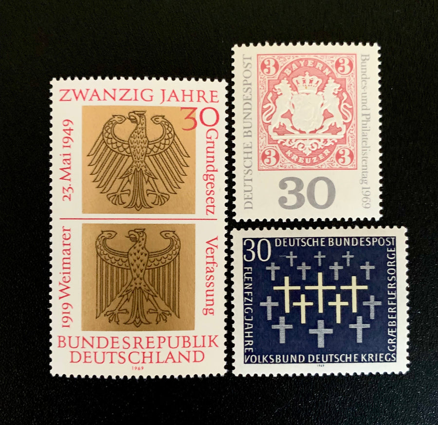 West Germany - Original Vintage Postage Stamps- 1976 - Heraldic Eagles, Crosses, Bavarian Stamp - for the collector, artist or crafter