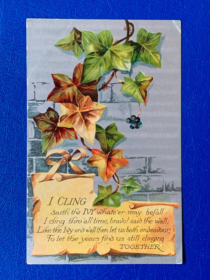 Vintage/Antique Greeting Postcard - Love/Friendship - unused - Textured silver