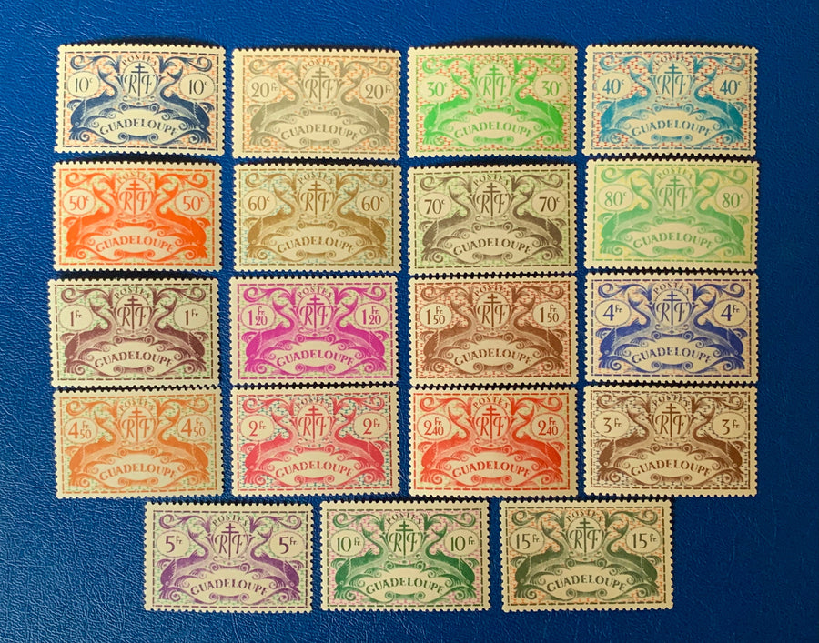 Guadeloupe - Original Vintage Postage Stamps- 1945 - Air Mail Series - for the collector, artist or crafter