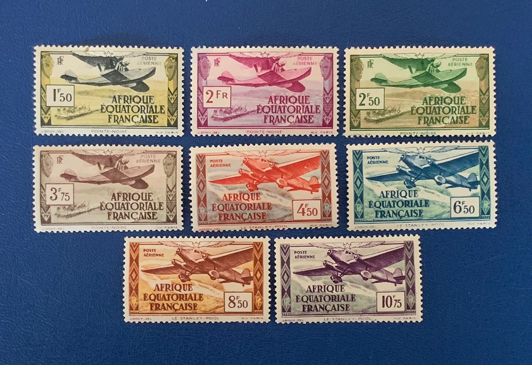 French Equatorial Africa - Original Vintage Postage Stamps- 1937 - Airmail - for the collector, artist or crafter