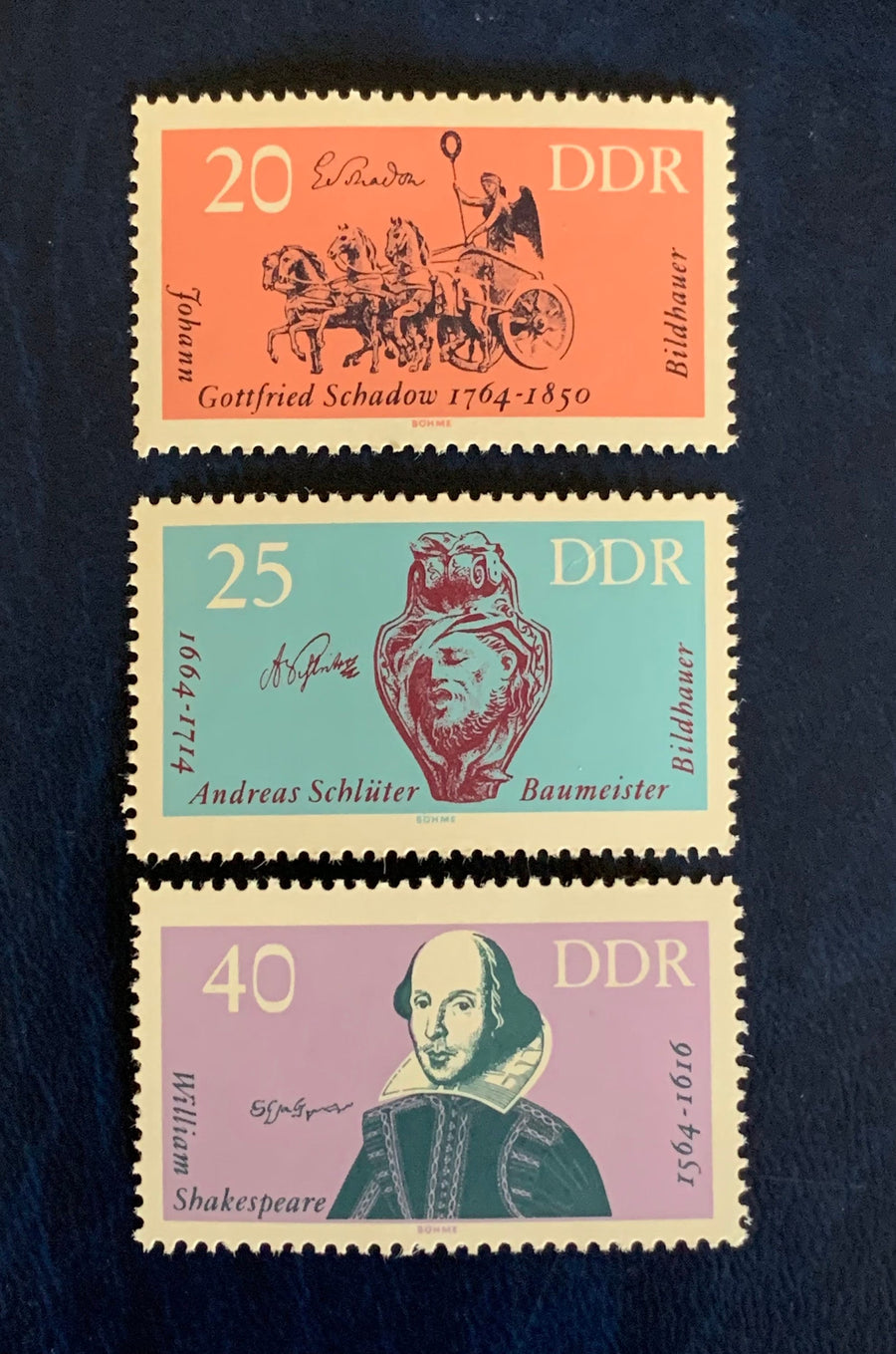 East Germany (DDR) - Original Vintage Postage Stamps - 1964- Famous Artists - for the collector, artist or crafter