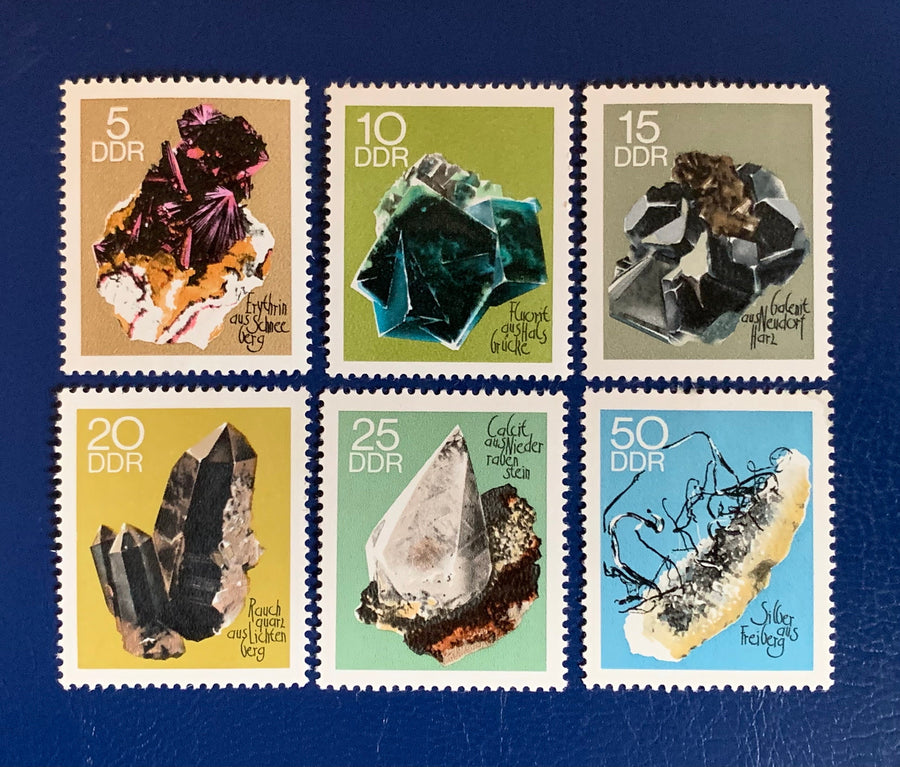 Germany (DDR) - Original Vintage Postage Stamps- 1969 Minerals - for the collector, artist or crafter