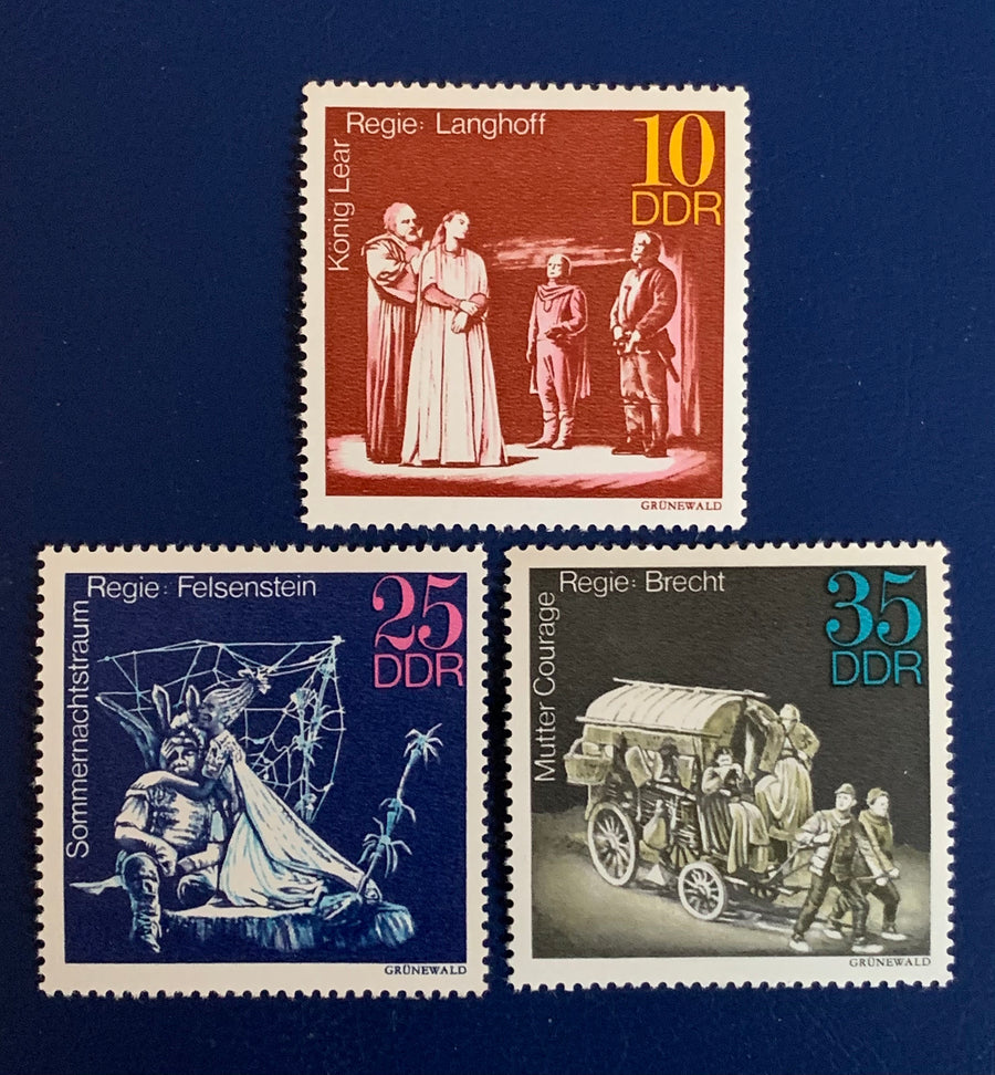 Germany (DDR) - Original Vintage Postage Stamps- 1973 - Theatrical Staging - for the collector, artist or crafter