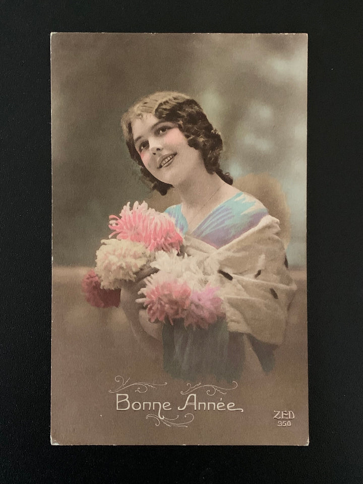 Vintage/Antique French Greeting Postcard - Happy New Year - for gifting, collecting, crafting or decor