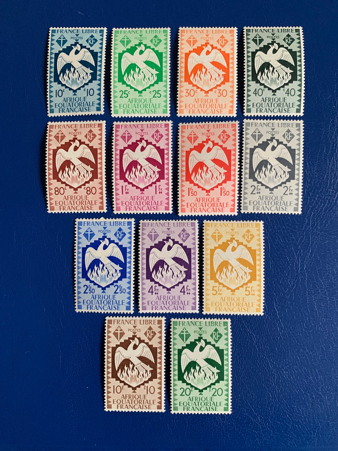 French Equatorial Africa - Original Vintage Postage Stamps- 1941 - London Issue