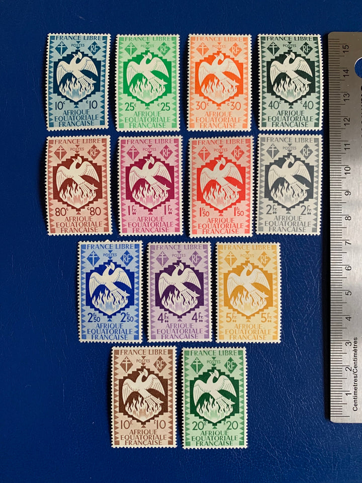 French Equatorial Africa - Original Vintage Postage Stamps- 1941 - London Issue
