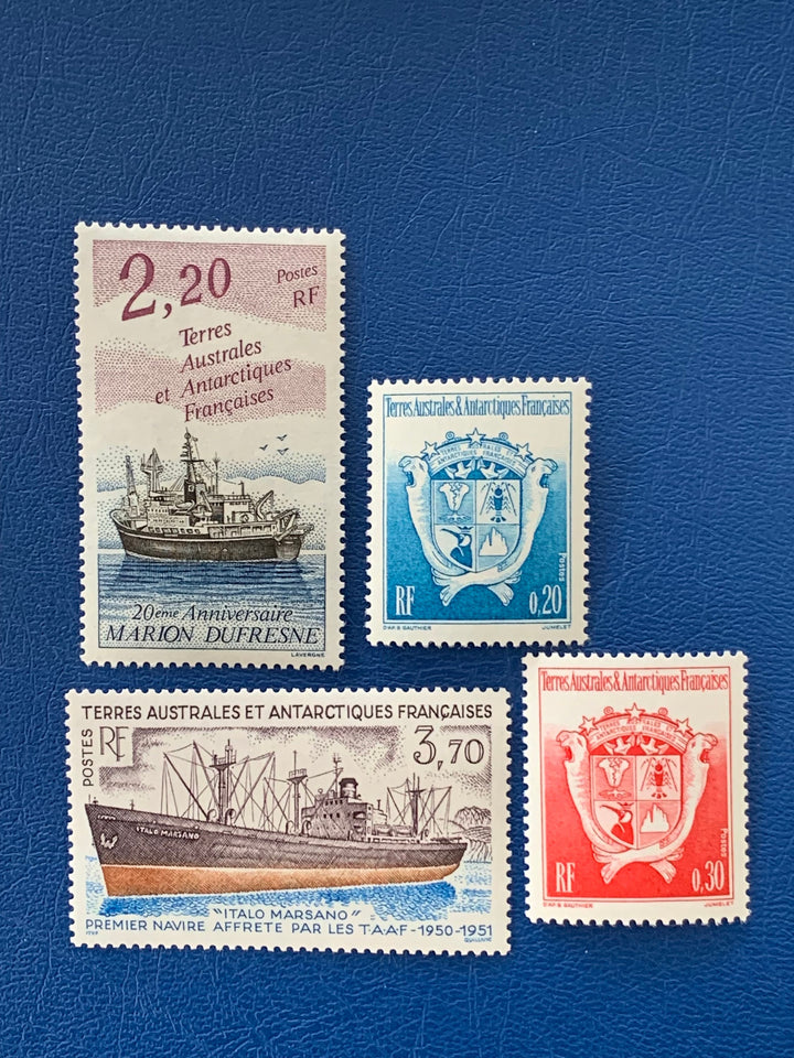 French Southern & Antarctic Territories - Original Vintage Postage Stamps- 1992/94 - Coat of Arms/ Ships