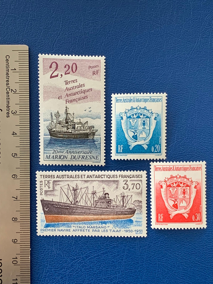 French Southern & Antarctic Territories - Original Vintage Postage Stamps- 1992/94 - Coat of Arms/ Ships