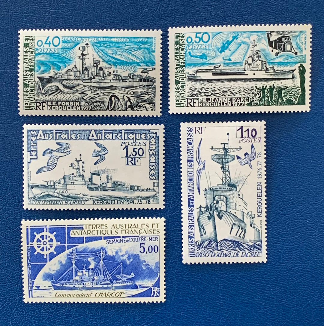 French Southern & Antarctic Territories - Original Vintage Postage Stamps- 1980/82 - Ships