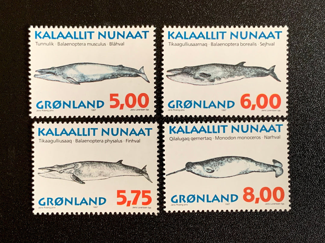 Greenland - Original Vintage Postage Stamps- 1997 - Greenland Whales - for the collector, artist or crafter
