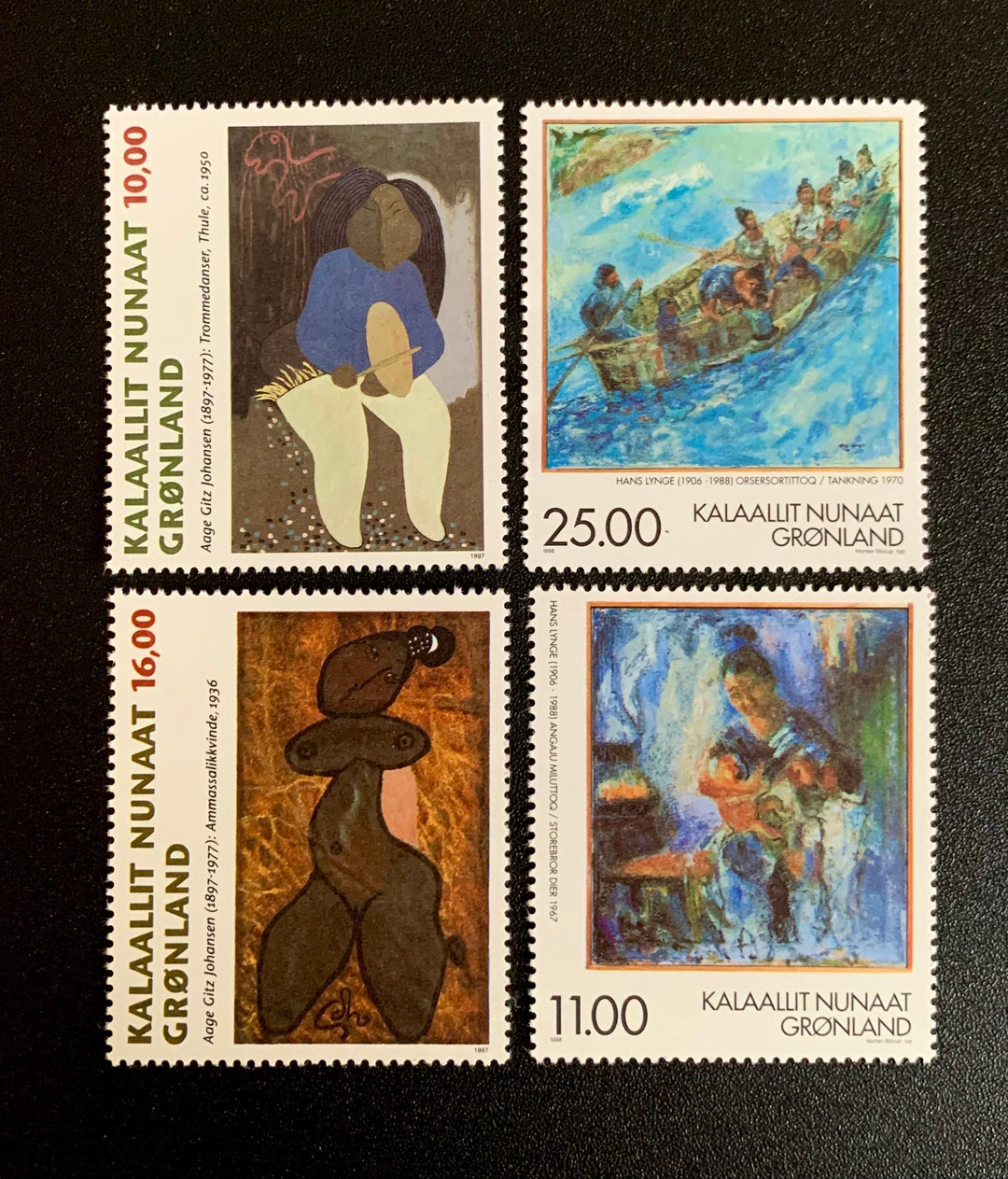 Greenland - Original Vintage Postage Stamps- 1997/98 - Greenland Art - for the collector, artist or crafter