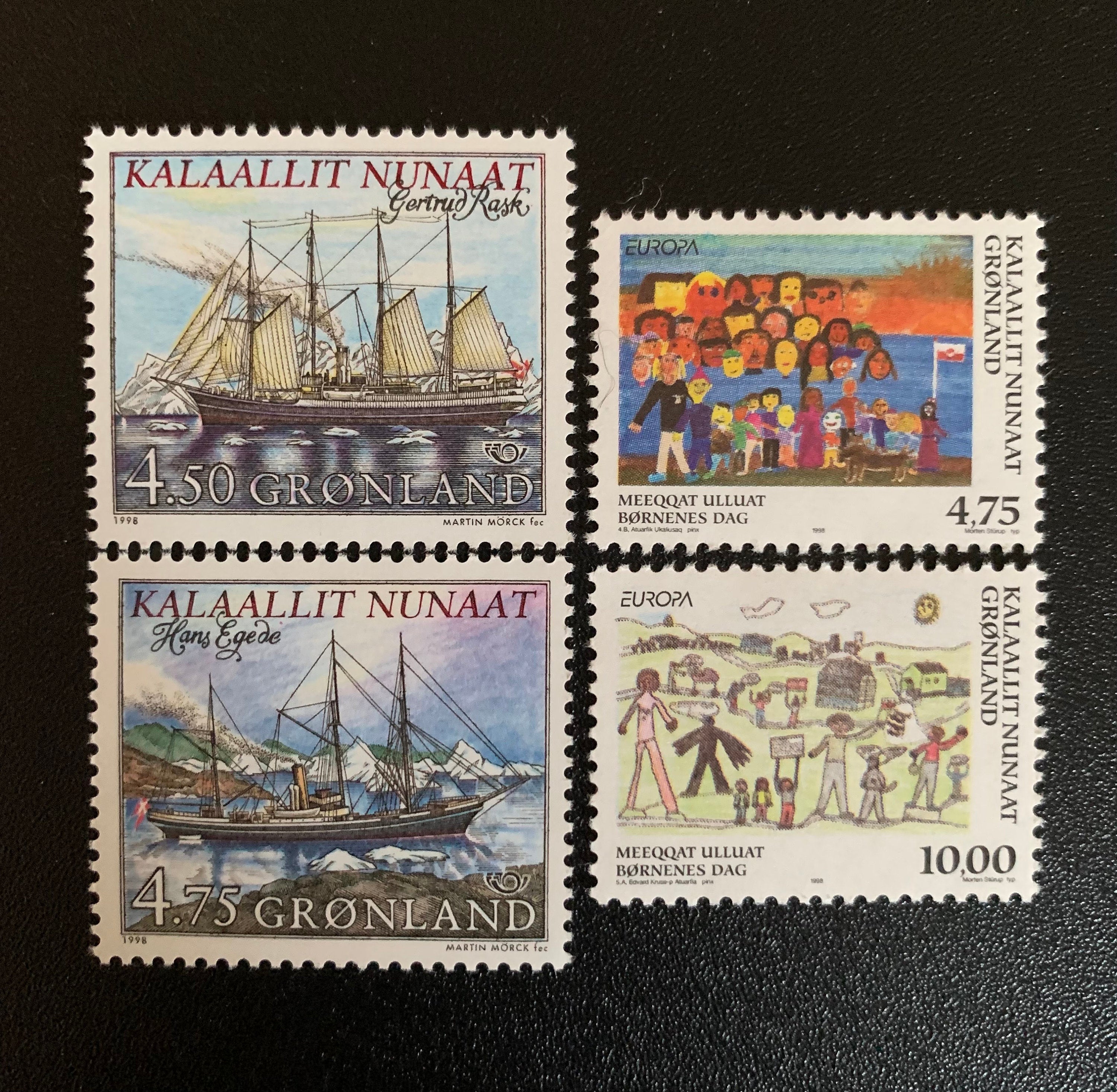 Post Stamp Ridge Greenland - Original Vintage Postage Stamps- 1998 - Shipping, Feasts ...