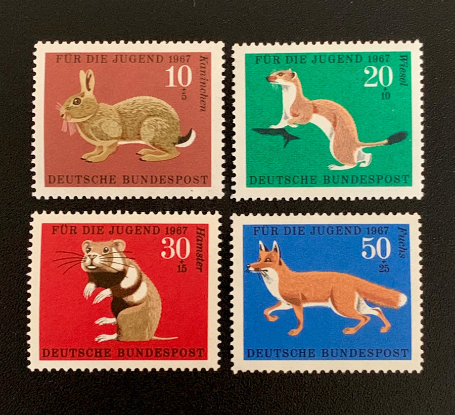 West Germany - Original Vintage Postage Stamps- 1967 - Mammals - for the collector, artist or crafter