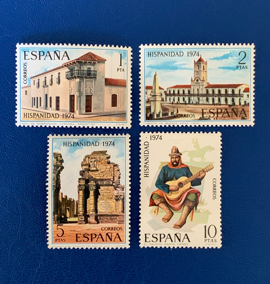 Spain - Original Vintage Postage Stamps- 1974 Hispanic Heritage - for the collector, artist or crafter - Scrapbooking, decoupage, collage