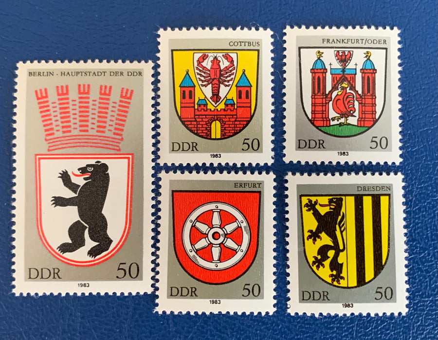 Germany (DDR) - Original Vintage Postage Stamps- 1983 - City Arms - for the collector, artist or crafter