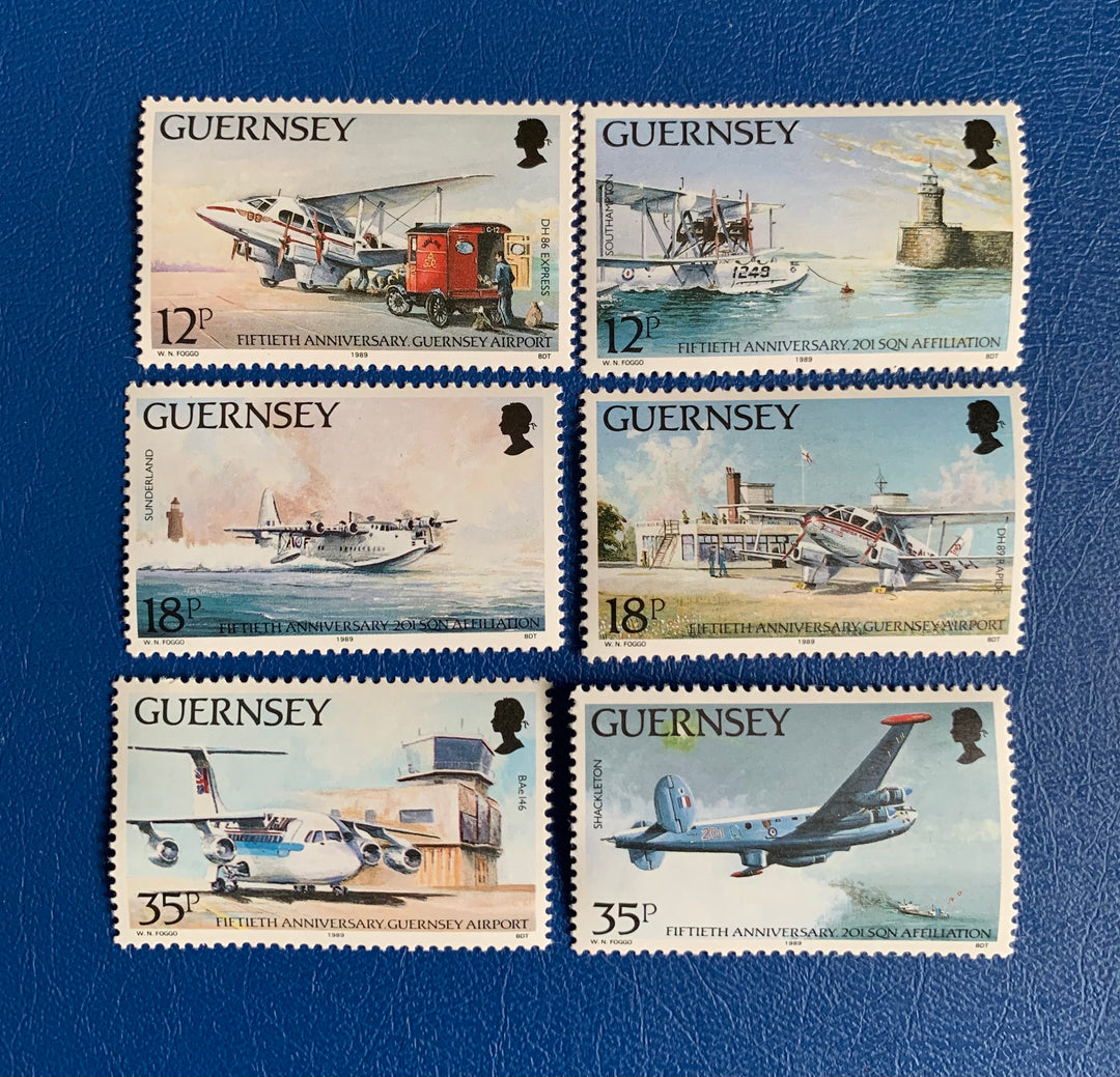 Guernsey - Original Vintage Postage Stamps - 1989 Guernsey Airport - for the collector, artist or crafter- decoupage, scrapbooks, journals