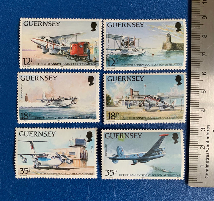 Guernsey - Original Vintage Postage Stamps - 1989 Guernsey Airport - for the collector, artist or crafter- decoupage, scrapbooks, journals