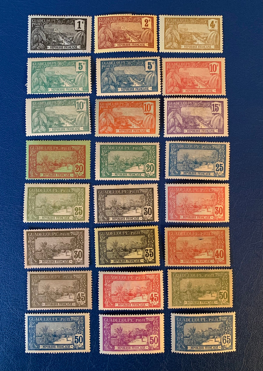 Guadeloupe - Original Vintage Postage Stamps- 1905 - Landscapes - for the collector, artist or crafter