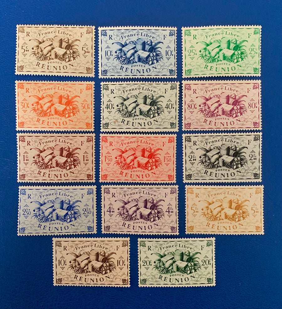 Reunion - Original Vintage Postage Stamps- 1943 - Local Produce - for the collector, artist or crafter