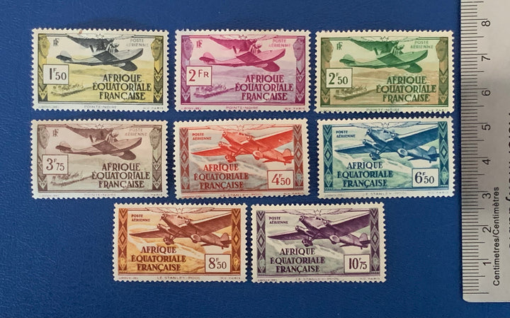 French Equatorial Africa - Original Vintage Postage Stamps- 1937 - Airmail - for the collector, artist or crafter