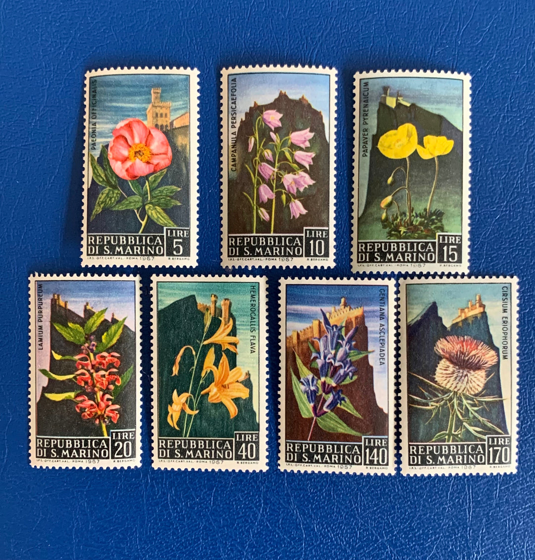 San Marino - Original Vintage Postage Stamps- 1967 Flowers - for the collector, artist or crafter
