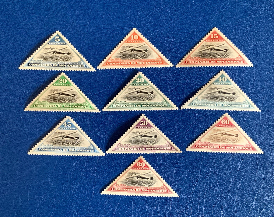 Mozambique - Original Vintage Postage Stamps- 1935 - Airplane Over Beira - for the collector, artist or crafter