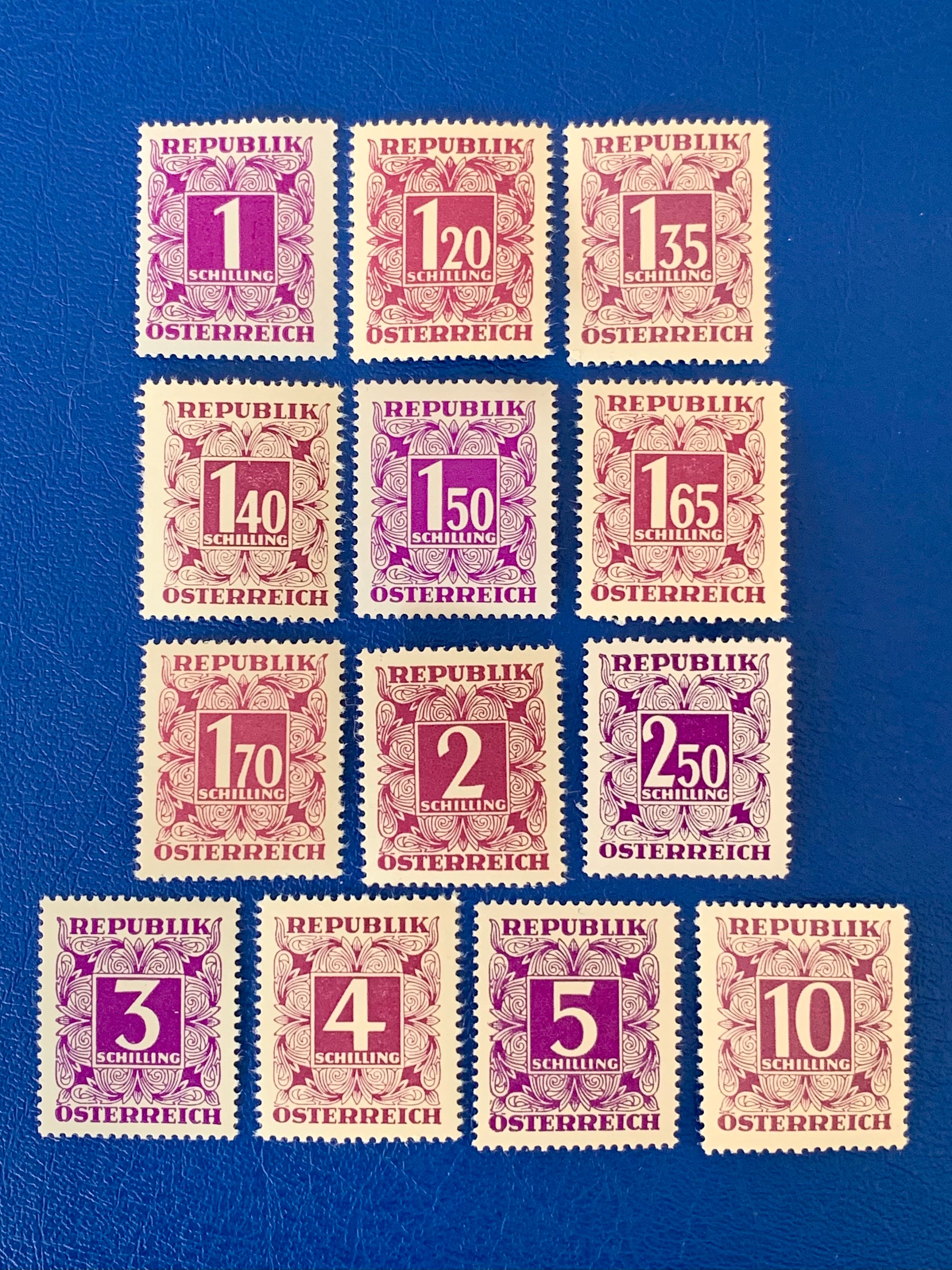 Post Stamp Ridge Austria - Original Vintage Postage Stamps - 1949 - Postage Due - On the ...