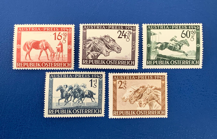 Austria - Original Vintage Postage Stamps - 1946 - Horse Racing - for the collector, artist or crafter