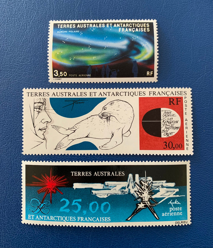 French Southern & Antarctic Territories - Original Vintage Postage Stamps- 1983-85 - Paintings and Polar Lights