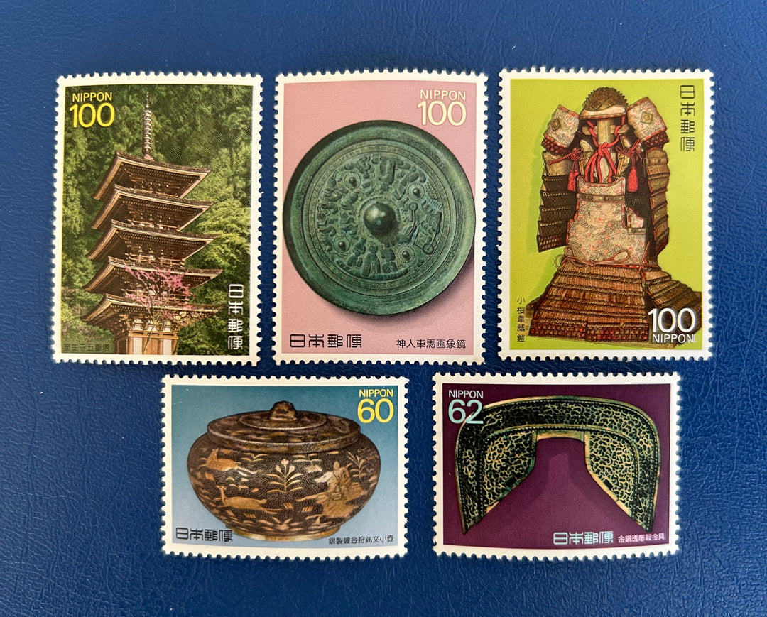 Japan- Original Vintage Postage Stamps- 1988-89 National Treasures - for the collector, artist or crafter - scrapbooks, decoupage, collage
