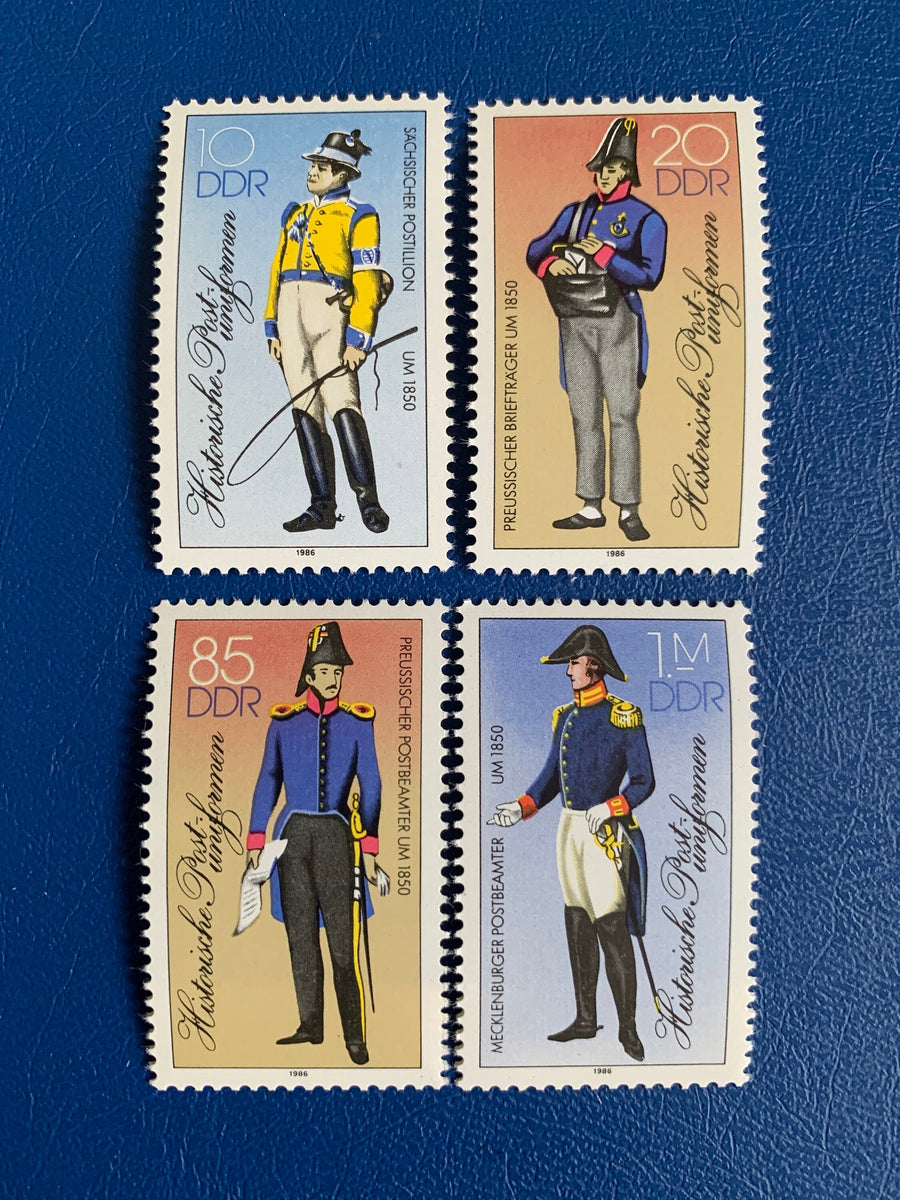 Germany (DDR) - Original Vintage Postage Stamps- 1985 - Postal Uniforms - for the collector, artist or crafter