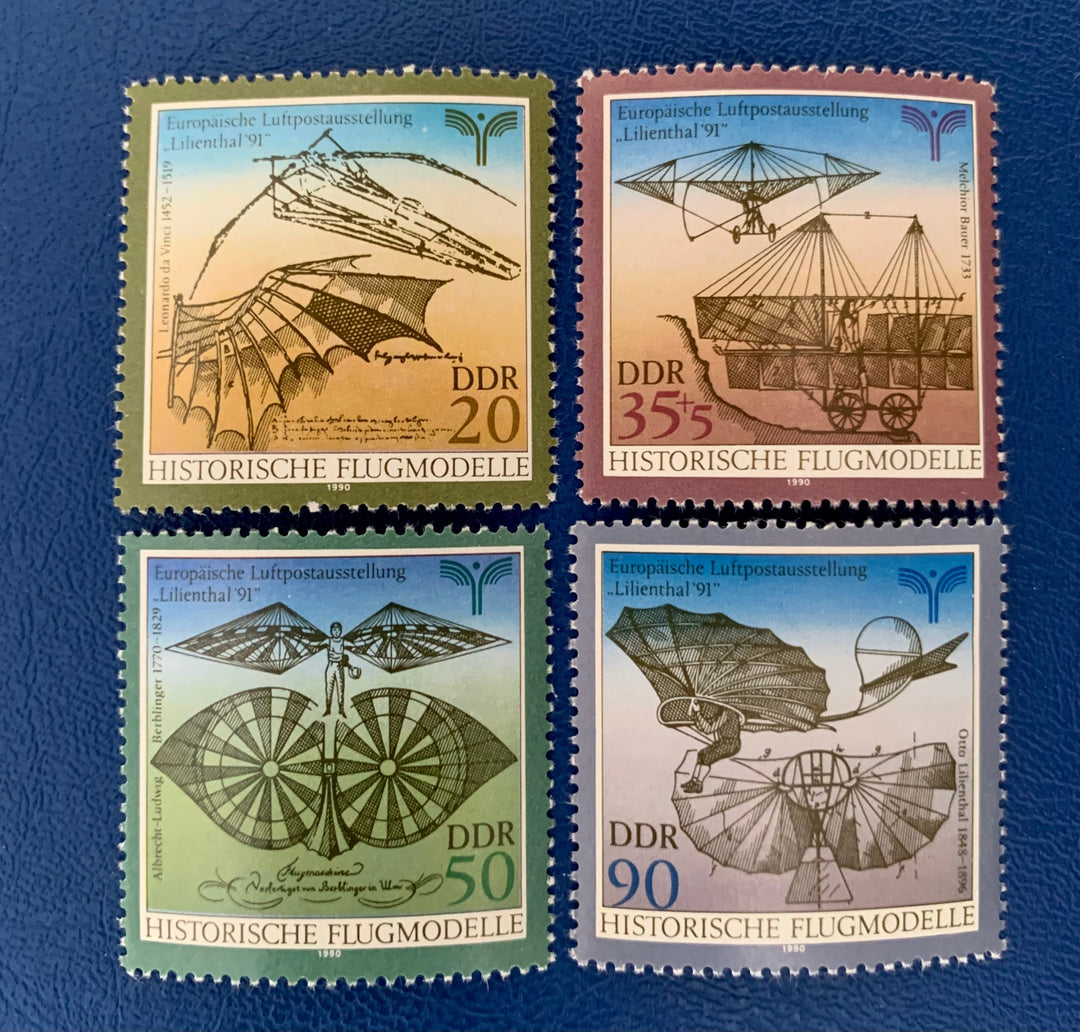 Germany (DDR) - Original Vintage Postage Stamps- 1990 - Historic Aircraft - for the collector, artist or crafter