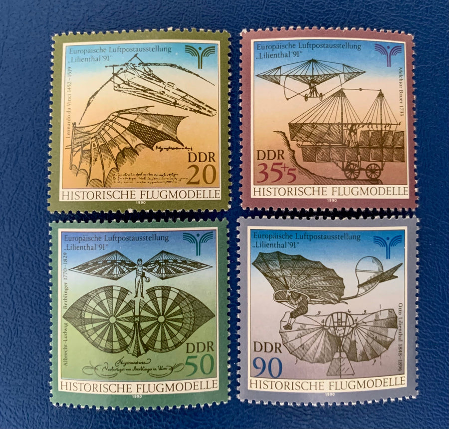 Germany (DDR) - Original Vintage Postage Stamps- 1990 - Historic Aircraft - for the collector, artist or crafter