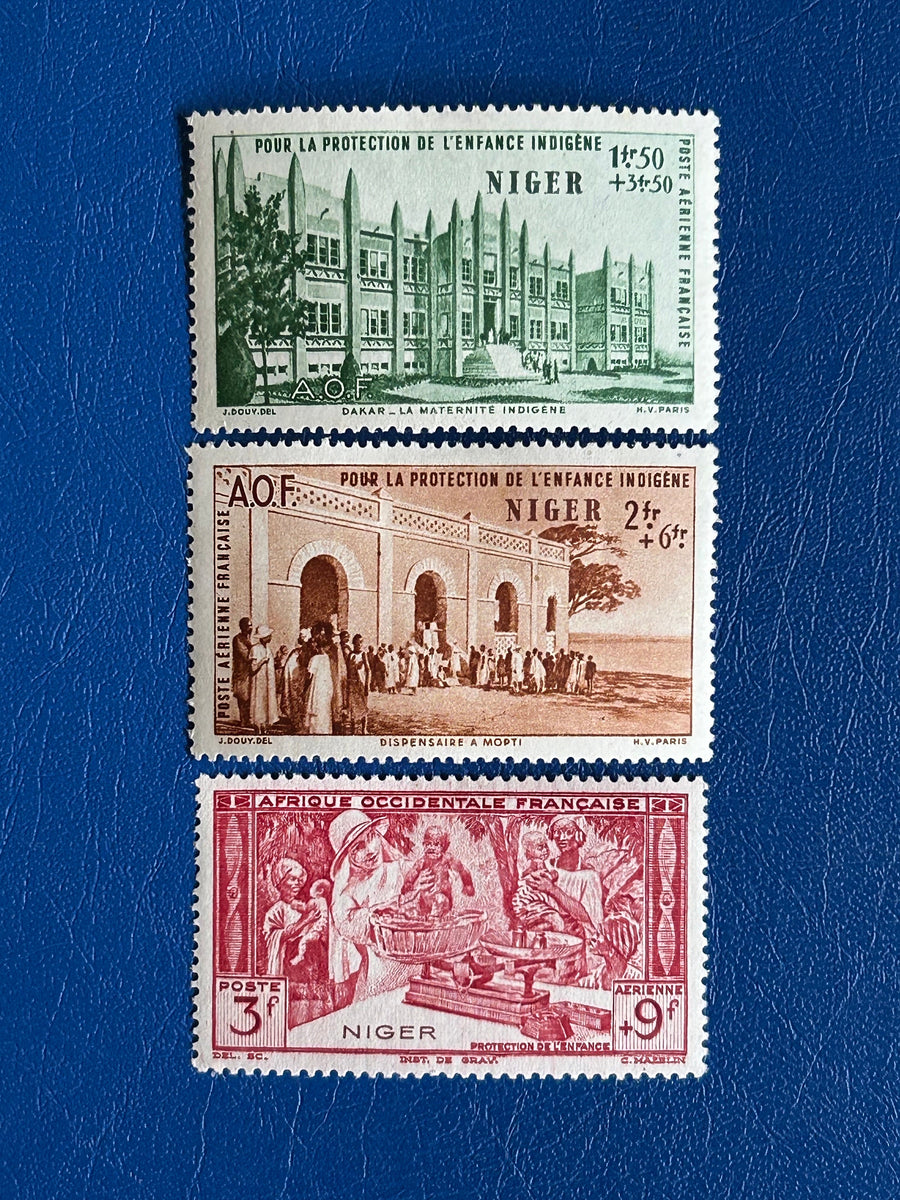 Niger - Original Vintage Postage Stamps- 1942 - Children’s Fund- for the collector, artist or crafter