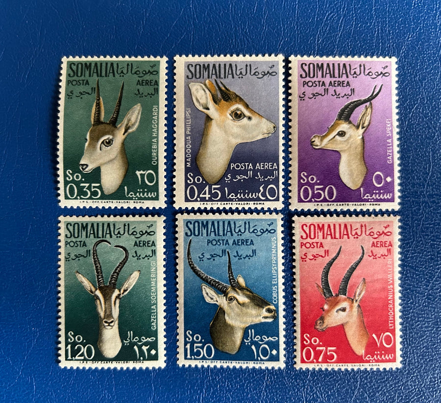 Somali Coast - Original Vintage Postage Stamps- 1955 - Antelopes - collectors, artists