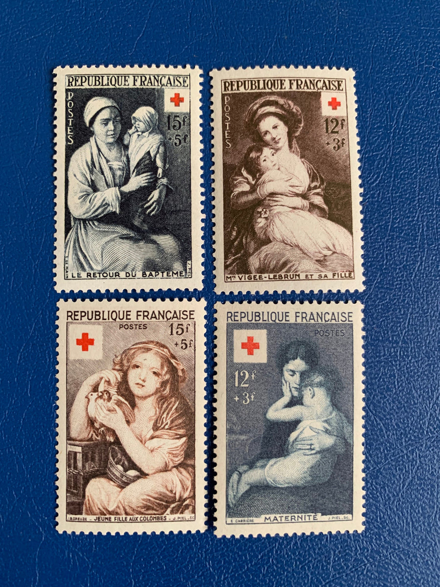 France - Original Vintage Postage Stamps- 1953/54 - Red Cross - for the collector, artist or crafter