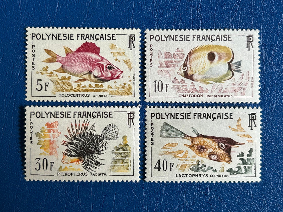 French Polynesia - Original Vintage Postage Stamps- 1962 - Fish - for the collector, artist or crafter