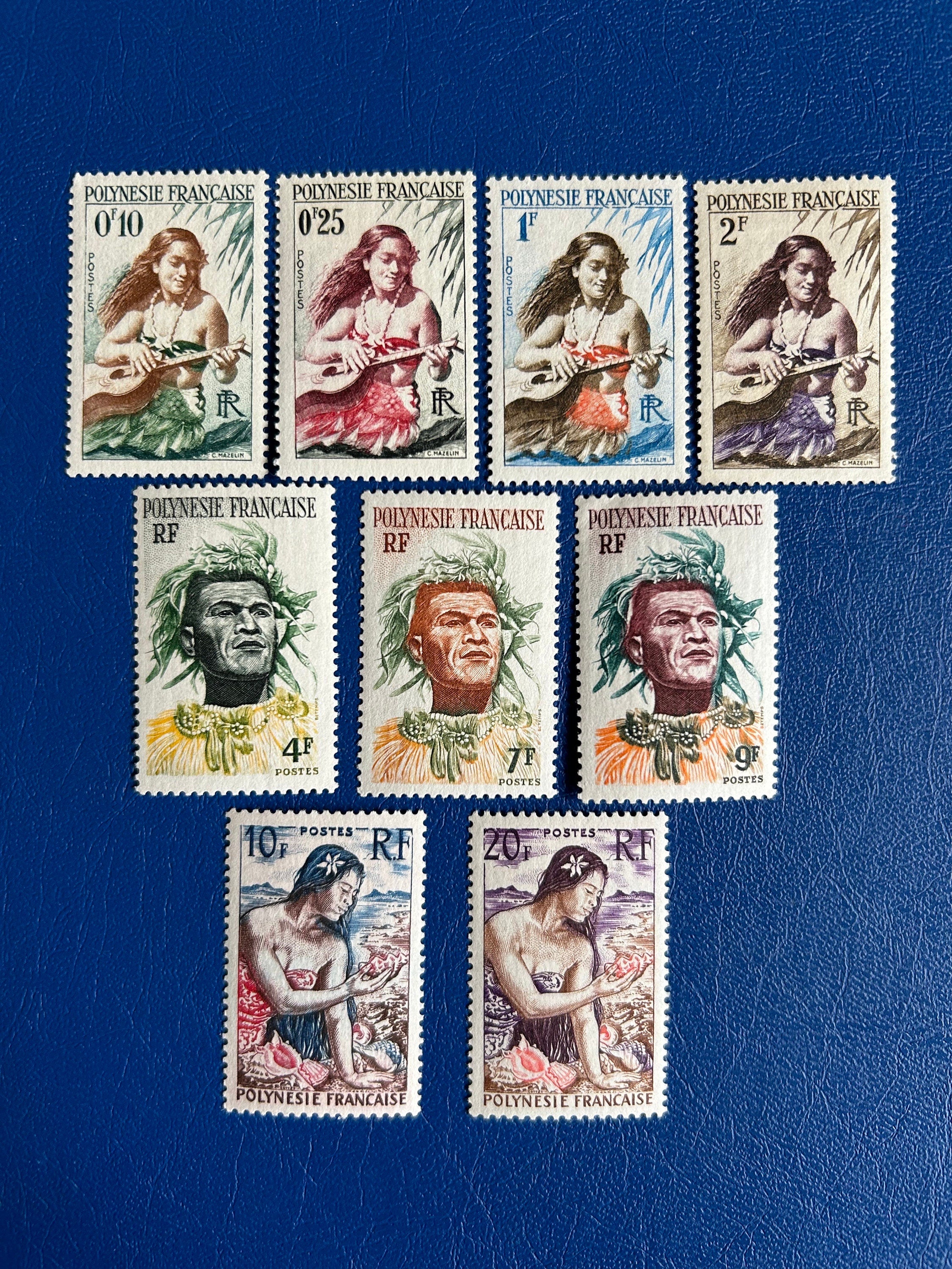 French Polynesia - Original Vintage Postage Stamps- 1958 - Polynesians ...